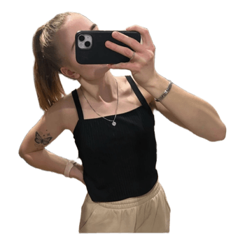 Black ribbed tank top