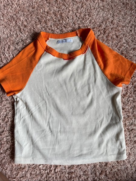 Orange white raglan top