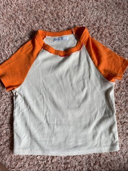 Orange white raglan top
