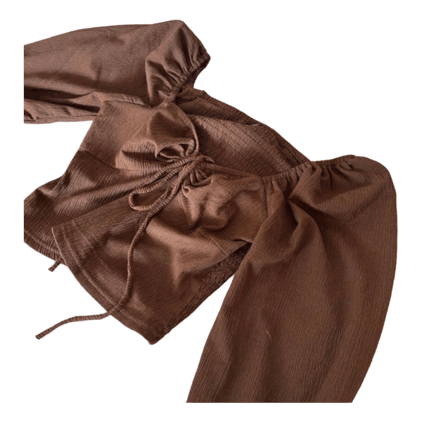Brown textured long sleeve top
