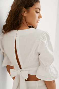 Linen tie back top