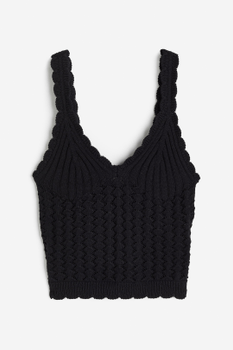 Black crochet-like top