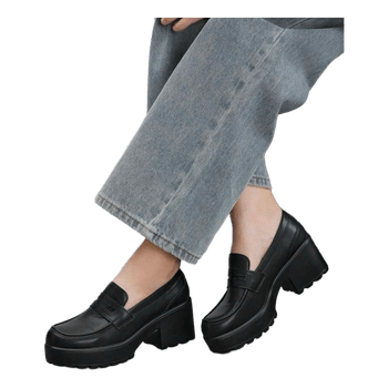 Black platform loafers