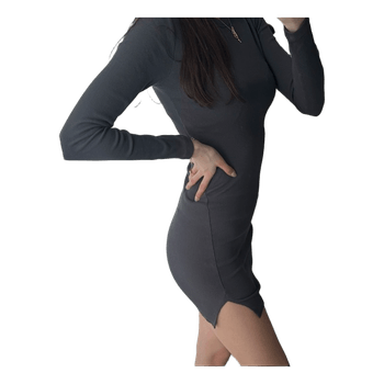 Grey ribbed mini dress