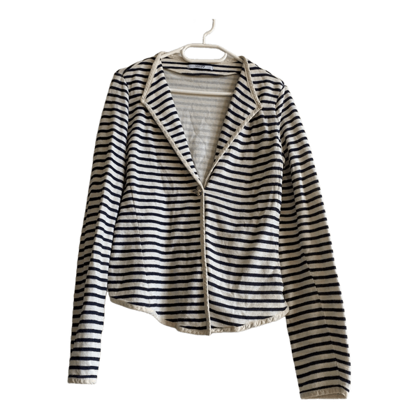 Liu Jo Jeans Striped Cotton Blazer Navy White Breton Jacket Size M