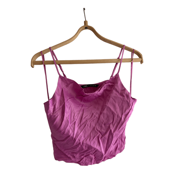 Pink satin camisole top