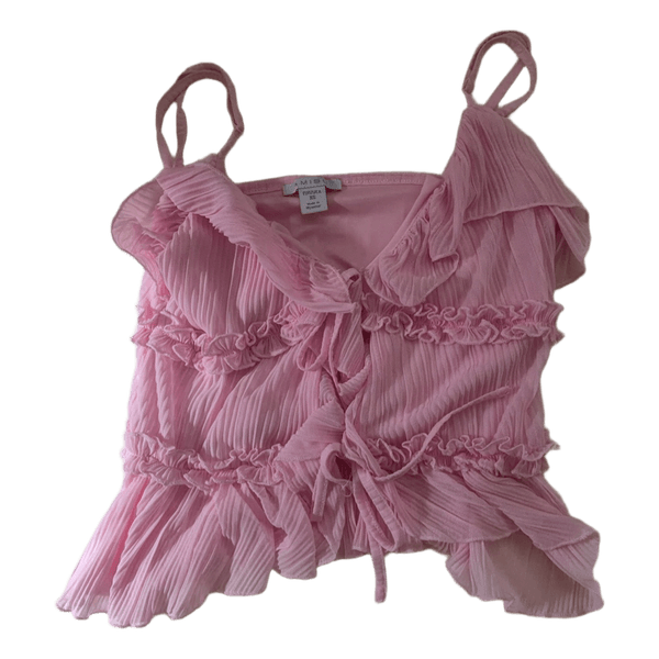 Pink ruffled camisole top