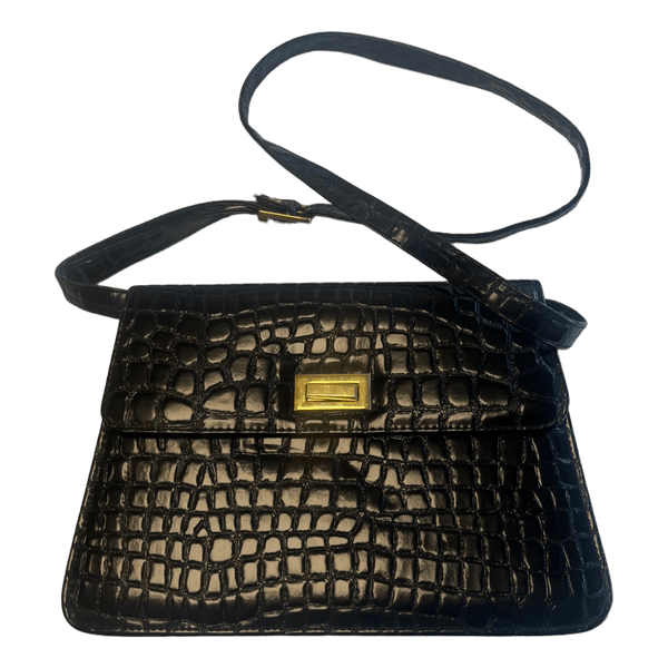 Black leather shoulder bag
