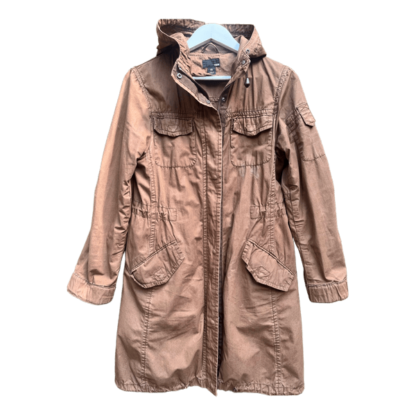 Brown hooded parka jacket