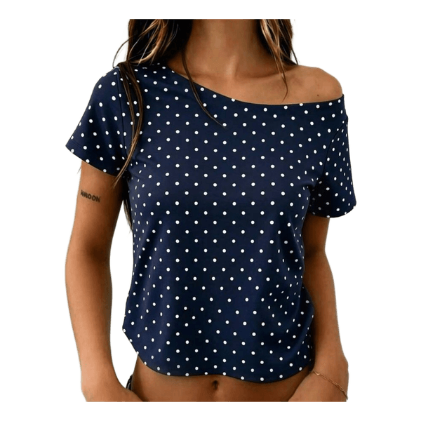 Blå prikket t-shirt
