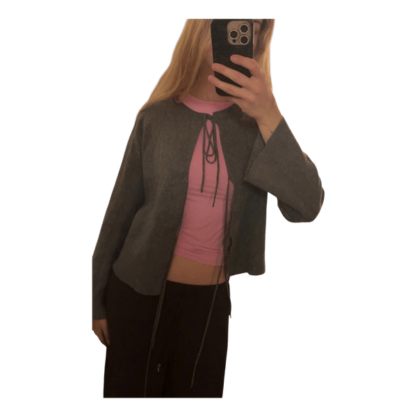 Grey tie front jacket