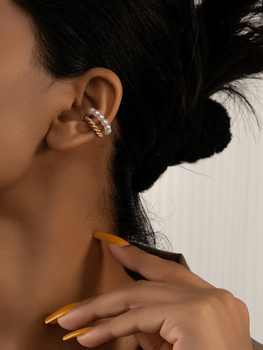 Faux pearl twist ear cuff