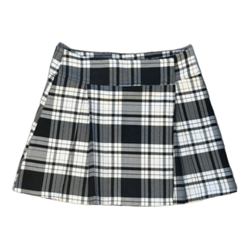 Black white plaid skirt
