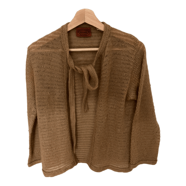 Missoni Vintage Mohairvävd Öppen Kofta / Dam / Kamelfärg / 1970-tal