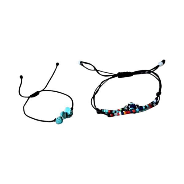 Turquoise and multicolor beaded bracelets