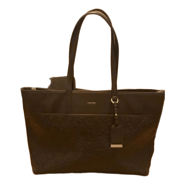 Black leather tote bag