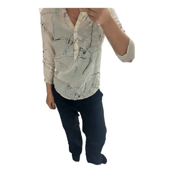 White marble print blouse