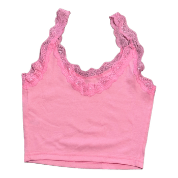 Pink ribbed lace top
