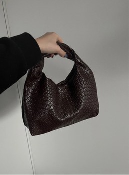 Asymmetrical woven tote