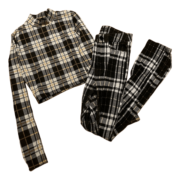 plaid two-piece set