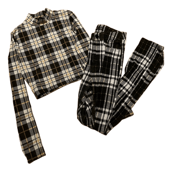 plaid two-piece set