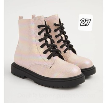 Iridescent pink boots