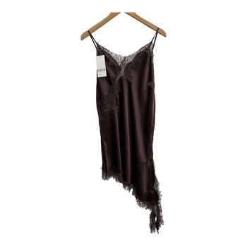 Brown satin lace dress