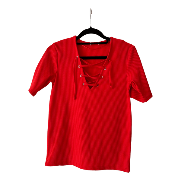 Red ribbed t-shirt