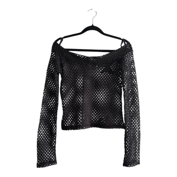 Black fishnet long-sleeve top