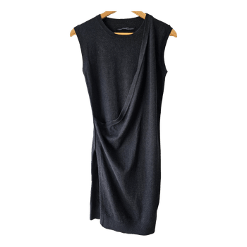 AllSaints charcoal black silk lapse dress XS
