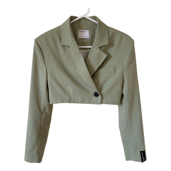Green cropped blazer