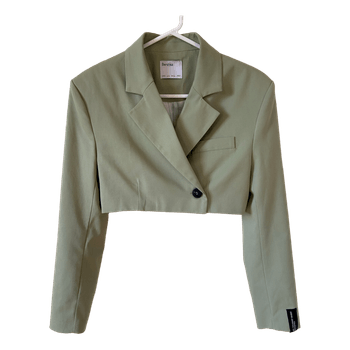 Green cropped blazer
