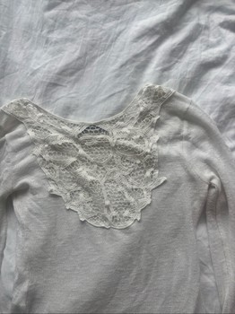 White lace back sweater