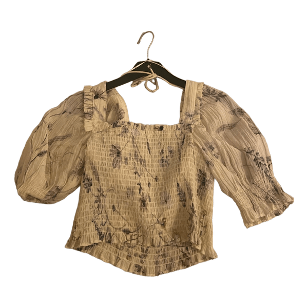 Blomstret smock-top med pufærmer