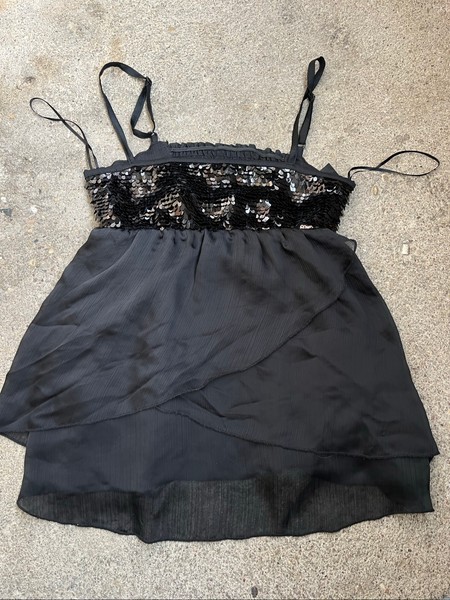 Black sequin camisole top y2k 90s 00s