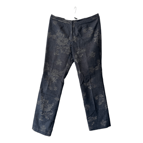 Dark denim floral trousers