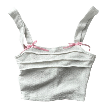 White textured crop top