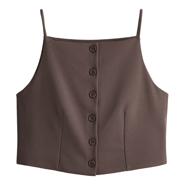 Brown buttoned crop top
