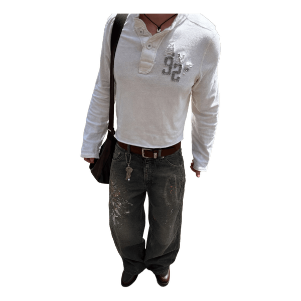 Grey distressed painter jeans