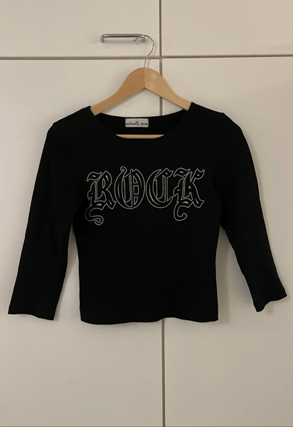 Black long-sleeve with ’ROCK’ print