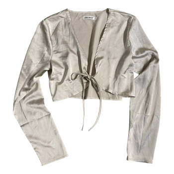 Beige satin tie top