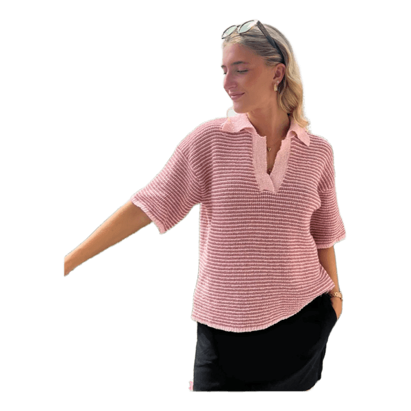 Pink knitted polo shirt