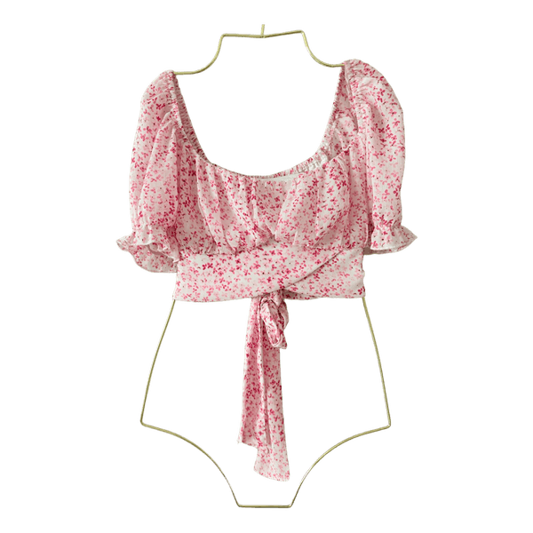 Pink floral crop top