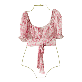 Pink floral crop top