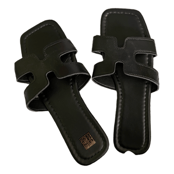 Black slide sandals