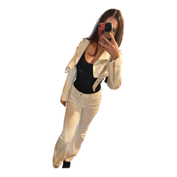 Valkoinen nahka takki