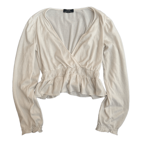 White wrap peplum top