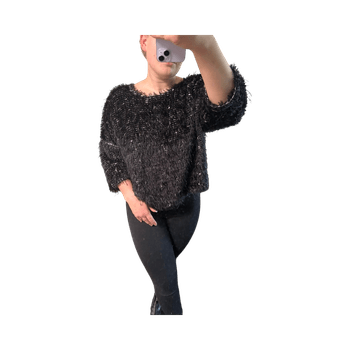 Musta pörrö glitteri neule