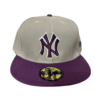 Purple and gray fitted cap