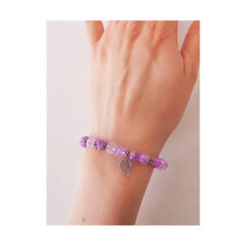 Purple bead leaf bracelet